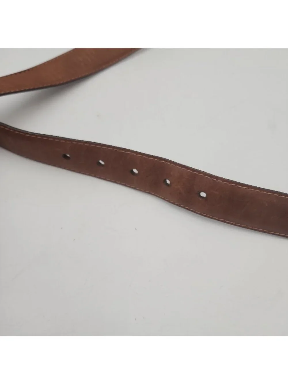 Vintage Brown Leather Belt Brass Buckle Men's 40 Fits 36-40